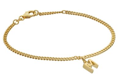 trendor Schmuck Mädchen-Armband mit Buchstabe M 925 Silber Vergoldet 21602-M