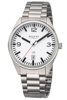 Regent Herren-Armbanduhr Titan 10 Bar Weiß F-1605