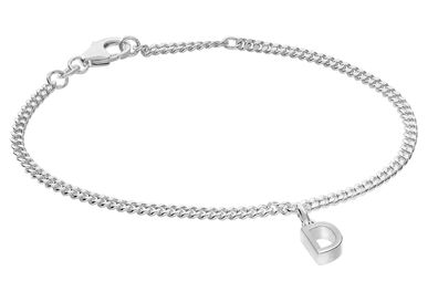trendor Schmuck Mädchen-Armband mit Buchstabe D 925 Silber Rhodiniert 21590-D