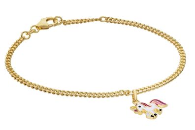 trendor Schmuck Mädchen-Armband mit Einhorn-Anhänger 925 Silber Vergoldet 21624