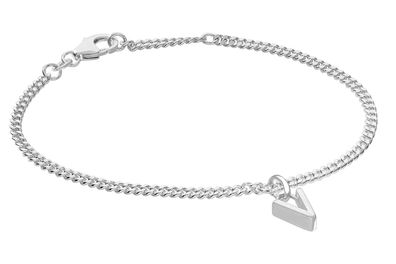 trendor Schmuck Mädchen-Armband mit Buchstabe V 925 Silber Rhodiniert 21590-V