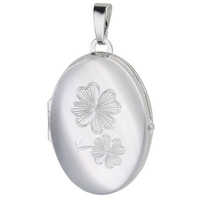 trendor Schmuck Medaillon-Anhänger mit Kleeblatt-Gravur 925 Sterlingsilber 21567
