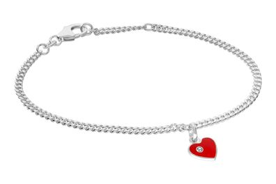 trendor Schmuck Mädchen-Armband mit Herz-Anhänger Silber 925 Panzerarmband 21619