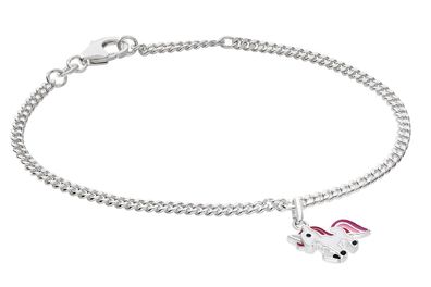 trendor Schmuck Mädchen-Armband mit Einhorn-Anhänger 925 Silber Rhodiniert 21623