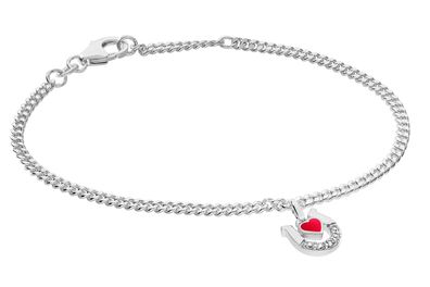 trendor Schmuck Mädchen-Armband mit Hufeisen/Herz 925 Silber Rhodiniert 21626