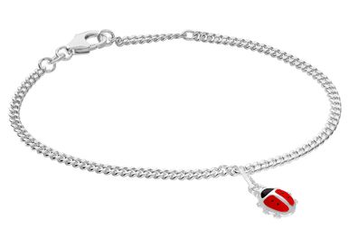 trendor Schmuck Mädchen-Armband 925 Silber Rhodiniert Panzerband mit Glückskäfer 215