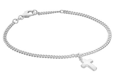 trendor Schmuck Mädchen-Armband mit Kreuz 925 Silber Rhodiniert Panzerband 21580