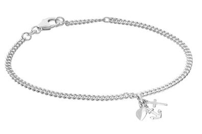 trendor Schmuck Mädchen-Armband Glaube, Liebe, Hoffnung 925 Silber Rhodiniert 21582
