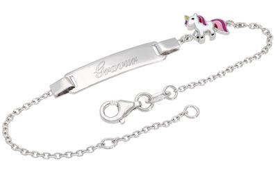 trendor Schmuck Gravur-Armband für Kinder Einhorn 925 Silber Namensband 16/14 cm 216