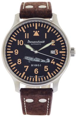 Messerschmitt Herren Pilotenuhr BF109E Automatik Braun/Schwarz BF109E-3-A