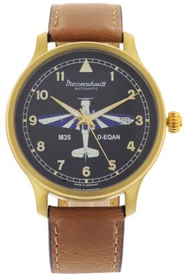 Messerschmitt Herren-Armbanduhr M35 Automatik Braun/Goldfarben M-35PVD-A