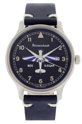 Messerschmitt Herrenuhr M35 Quarz mit Lederband Schwarz M-35Q-SL