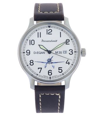 Messerschmitt Herren-Armbanduhr M35 Quarz mit Lederband Braun M-35S-Q