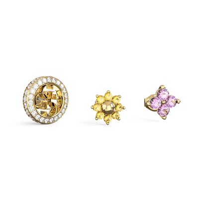Guess Schmuck Damen-Ohrringe 3er-Set 4G Crystals Goldfarben JUBE06037JWYGMCT/U