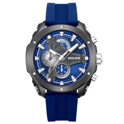 Police Herrenuhr Quarz Chronograph Wyvern Blau PEWGO0093002