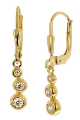 trendor Schmuck Damen-Ohrringe 925 Silber Vergoldet Zirkonia Ohrhänger 21587