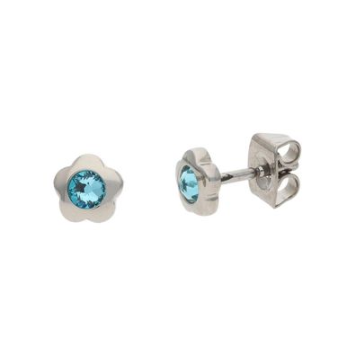 Boccia Schmuck Titan-Ohrringe für Kinder Blume Türkis 05094-03