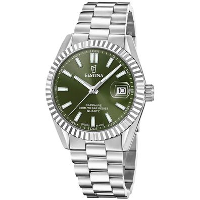 Festina Herrenuhr Stahl/Grün mit Saphirglas F20084/C