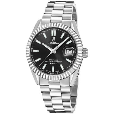 Festina Herrenuhr Stahl/Schwarz mit Saphirglas F20084/D