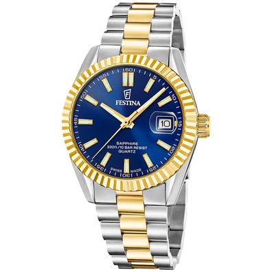 Festina Herrenuhr Quarz Bicolor/Blau mit Saphirglas F20085/B