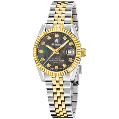 Festina Damenuhr Bicolor/Perlmutt Schwarz 10 bar F20088/5