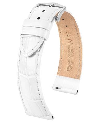Hirsch Uhrenarmband Leder Louisianalook L 20 mm Weiß 03427000-2-20