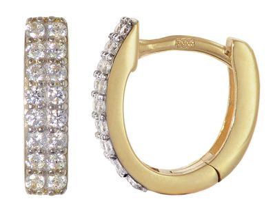 trendor Schmuck Damen-Ohrringe Gold 333/8K Klapp-Creolen mit Zirkonia 12 mm 21695