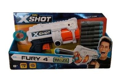 XShot Zuru Fury 4 Dartblaster 4er Lauf Neu Kinder