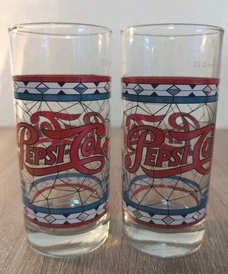2x Pepsi Cola 0,3l Vintage Tiffany Style Sammelglas Rarität Retro