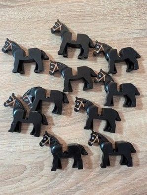 LEGO Pferde Konvolut 10x Schwarz Castle Ritter Pferd Vintage Konvolut