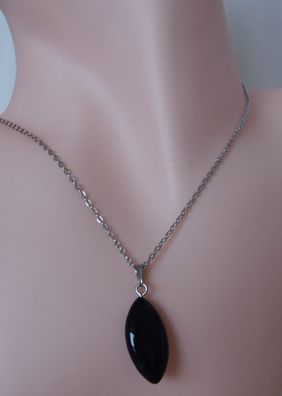 Elegante Halskette aus hochwertigem Edelstahl 304 Anhänger Schwarzer Achat