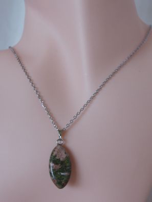 Elegante Halskette aus Edelstahl 304 mit Horseeye-Anhänger aus Unakite