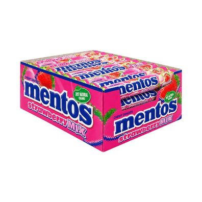 Mentos Strawberry Mix Kaubonbons 40x 37,5g Rollen