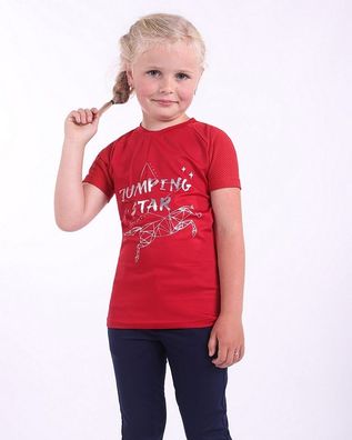 QHP Sportshirt Zora Junior Kinder Rot mit silbernem Aufdruck FS 2022