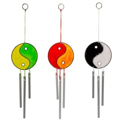 Suncatcher Ying Yang mit Windspiel, 3er Set, Durchmesser ca. 5 cm