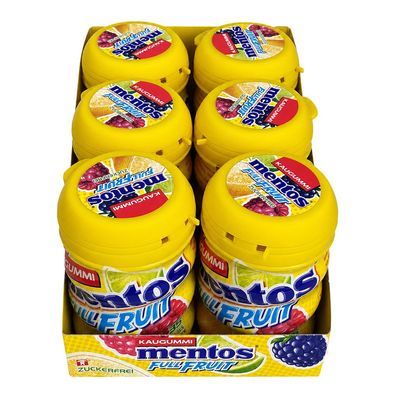 Mentos Full Fruit Kaugummi, zuckerfrei, Dose 6x 70g