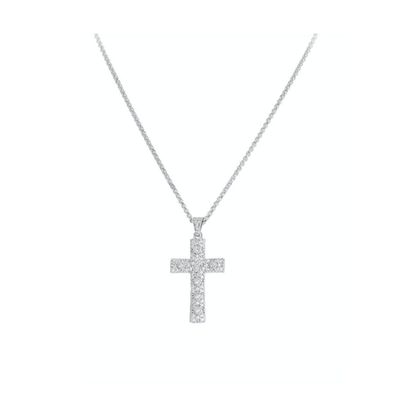 Silver necklace with zircons Cross CCZBB (chain, pendant)