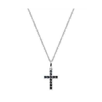 Original silver necklace with zircons Cross CRBN03 (chain, pendant)