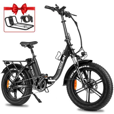 Vitilan U7 2.0 20"faltrad-e-bike mit breiten Reifen,7-gang-hydraulikscheibenbremsen