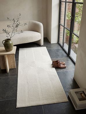 Kurzflorteppich Polyester Bogen-Linien ton-in-ton Flur - KASOS Kadima Design