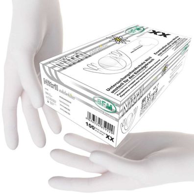 SFM ® Edelwhites : XS Nitrilhandschuhe puderfrei fingertexturiert weiß (100)