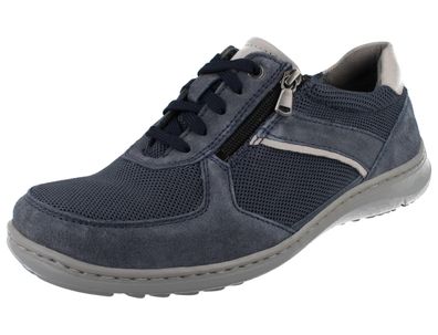 Waldläufer H-Herwig Herren Schnürschuhe blau grau Veloursleder Mesh
