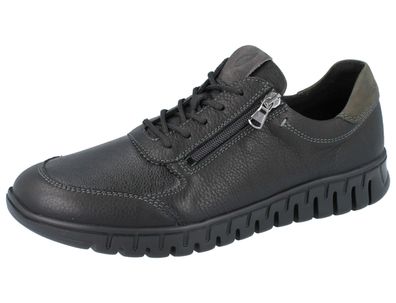 Waldläufer H Baldo Herren Schnürschuhe schwarz Glattleder und Stretch