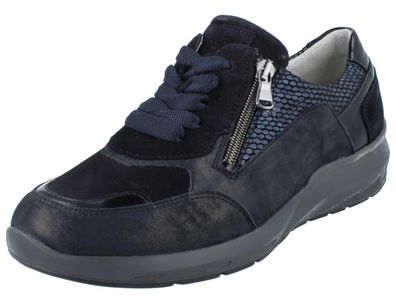 Waldläufer Orthotritt M-Tonia Damen Schnürschuhe blau Lederkombination