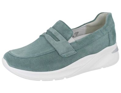 Waldläufer H-Dilara Damen Slipper türkis Veloursleder