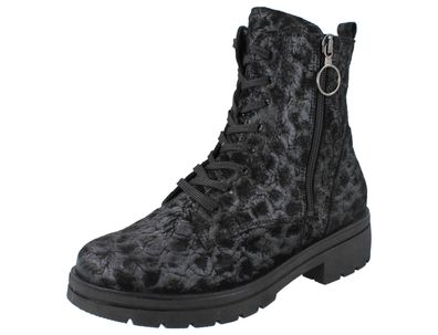 Waldläufer K-Zoe Damen Schnürstiefelette schwarz Nubukleder