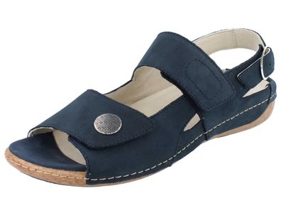 Waldläufer Heliett Damen Sandale blau Nubukleder