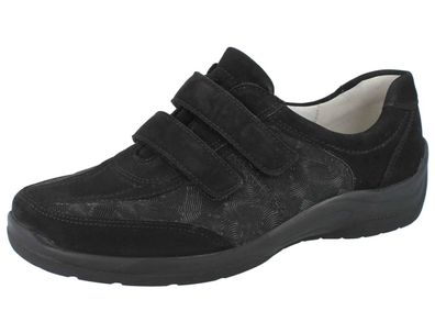 Waldläufer H-Hesna Damen Kletthalbschuhe schwarz Nubukleder