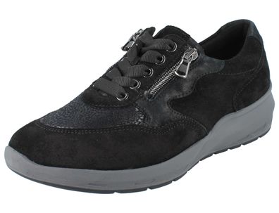 Waldläufer Orthotritt M-Tonia Damen Schnürschuhe schwarz Lederkombination