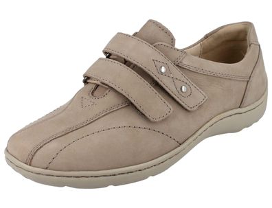 Waldläufer Henni Damen Kletthalbschuhe beige Nubukleder